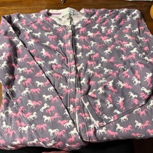 Garnet Hill Pink and White Horse Sweater